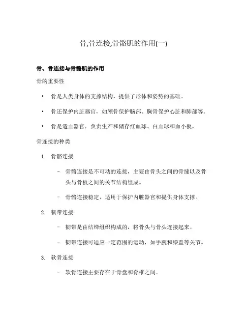 骨,骨连接,骨骼肌的作用(一)