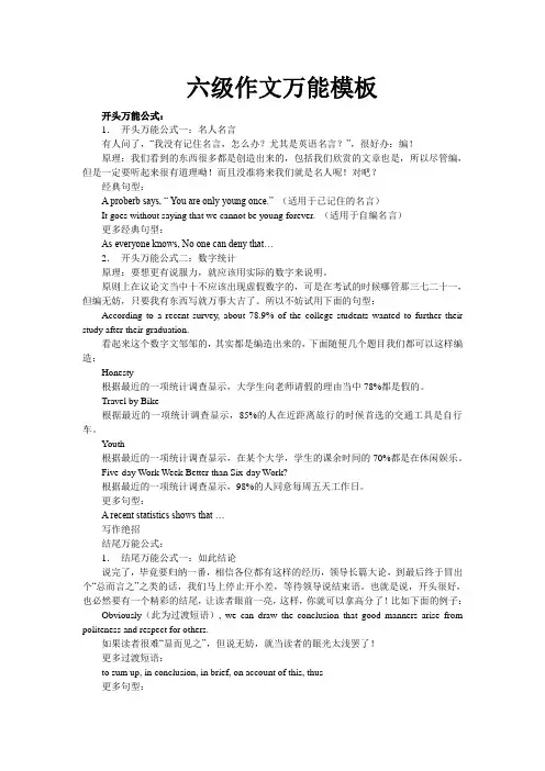 英语六级作文万能模板(绝对全面)