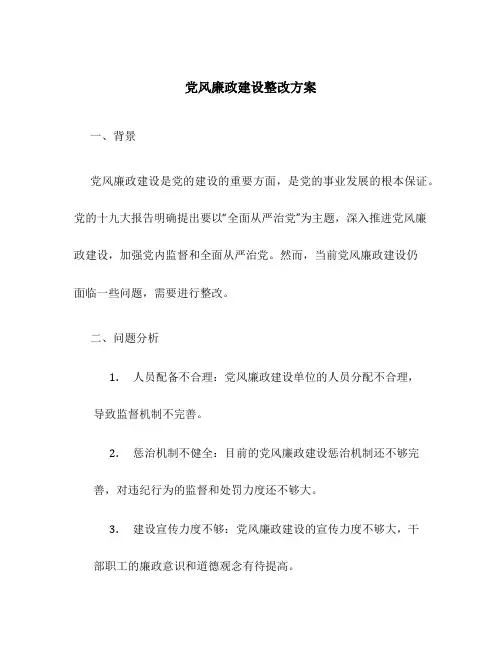 党风廉政建设整改方案