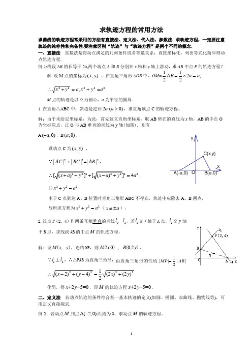 求轨迹方程常用方法