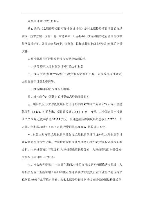 太原项目可行性分析报告