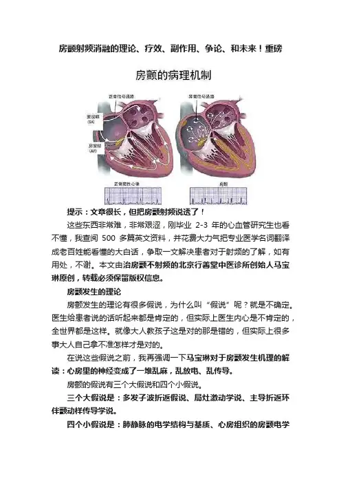 房颤射频消融的理论、疗效、副作用、争论、和未来！重磅