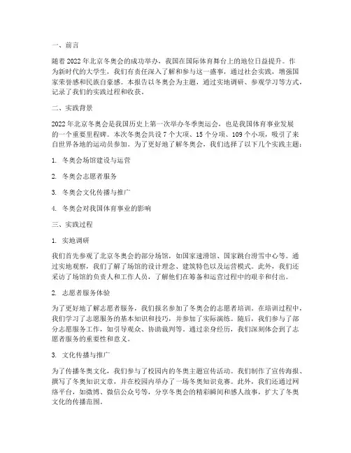 冬奥会题材社会实践报告