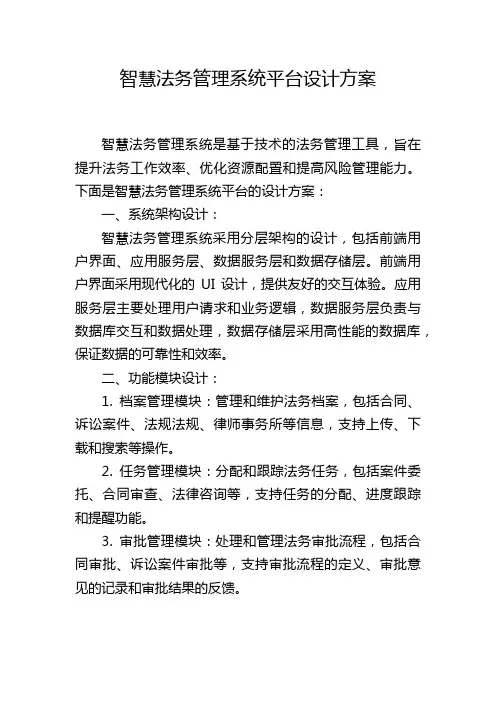 智慧法务管理系统平台设计方案