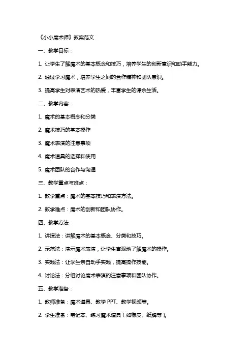 《小小魔术师》教案范文
