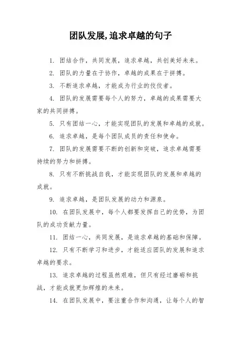 团队发展,追求卓越的句子