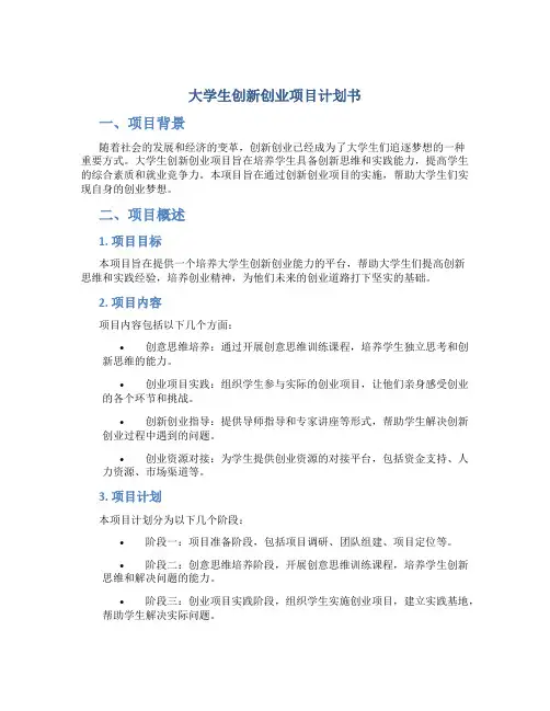大学生创新创业项目计划书word文件