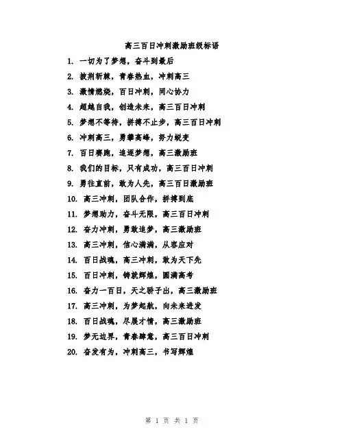 高三百日冲刺激励班级标语