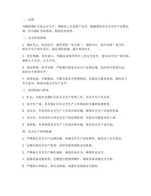 煤矿区队安全管理制度