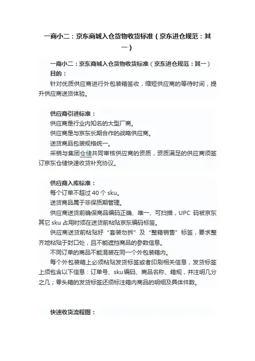 一商小二：京东商城入仓货物收货标准（京东进仓规范：其一）