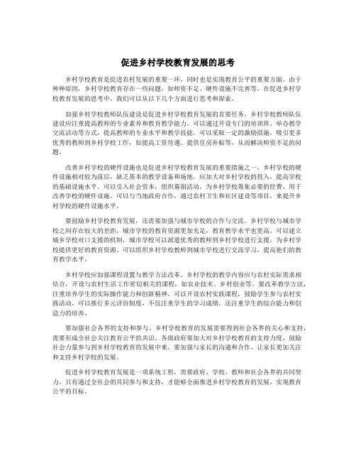 促进乡村学校教育发展的思考