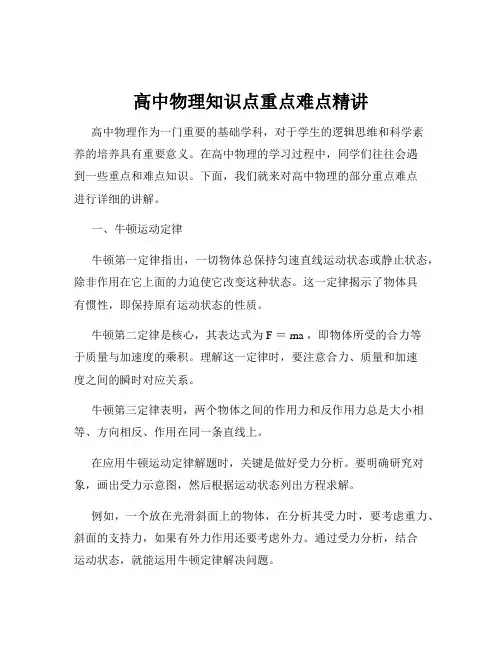 高中物理知识点重点难点精讲