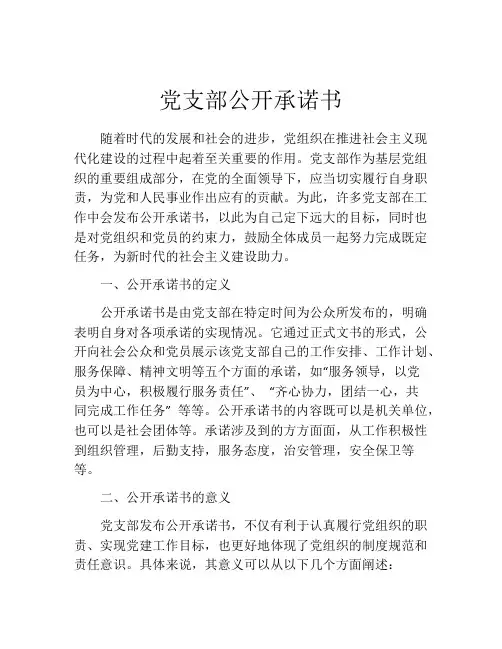 党支部公开承诺书