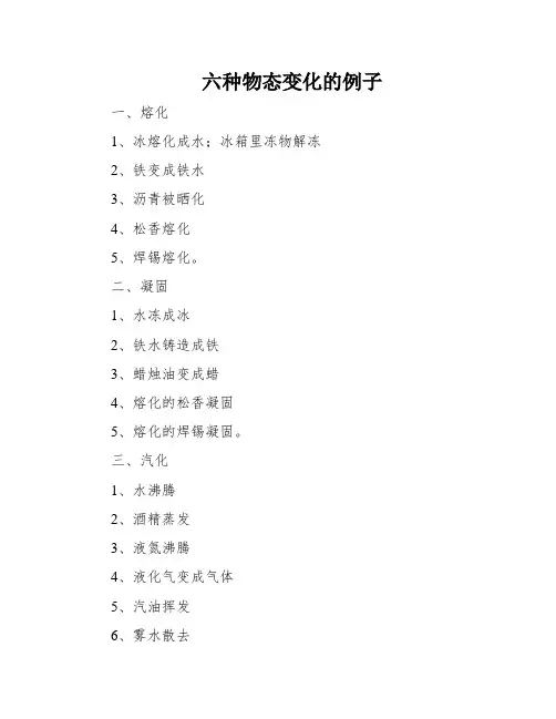 六种物态变化的例子
