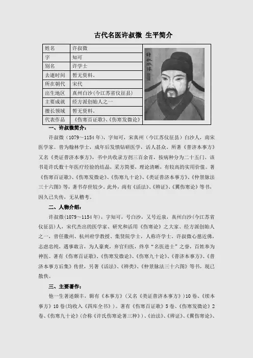 古代名医 许叔微 生平简介
