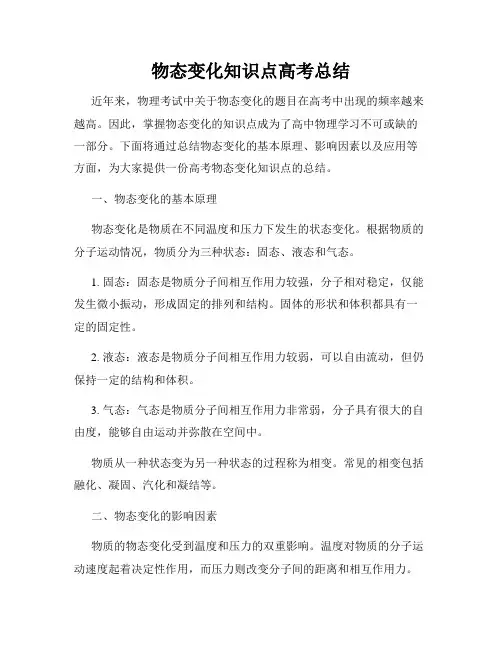 物态变化知识点高考总结