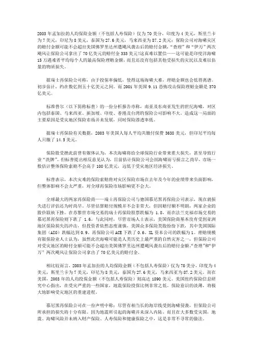 保险业惊魂：世纪海啸亡者平均受赔最高333美元