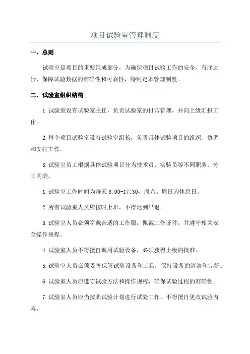 项目试验室管理制度