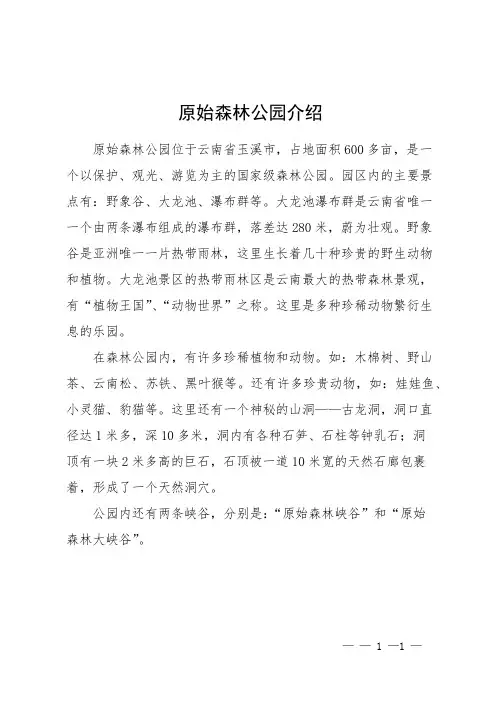 原始森林公园介绍