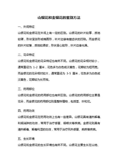 山银花和金银花的鉴别方法