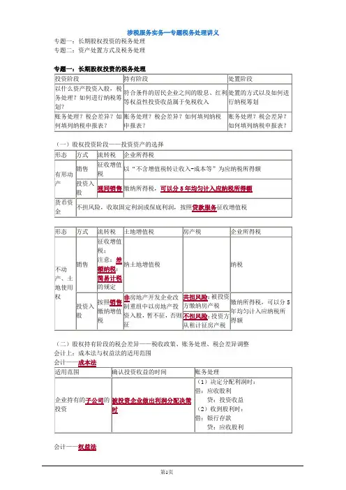 涉税服务实务--专题税务处理讲义