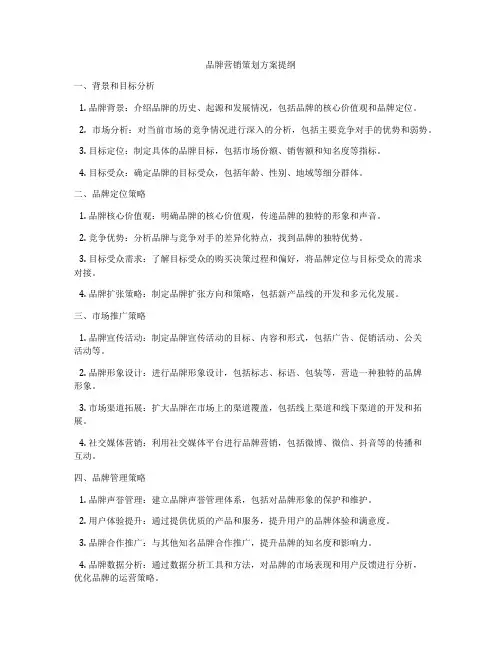 品牌营销策划方案提纲