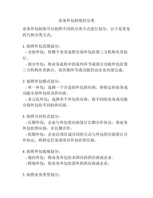业务外包制度的分类