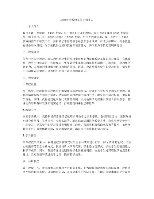 应聘大学教师工作计划个人