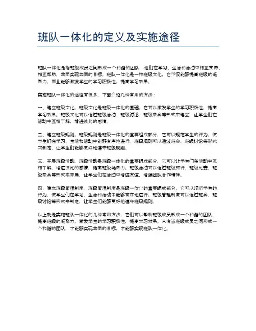 班队一体化的定义及实施途径