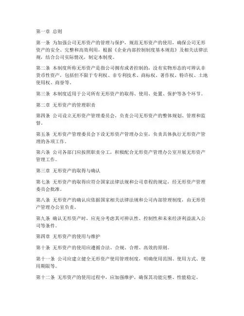 公司无形资产管理制度范本