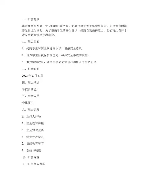 安全教育情感主题班会