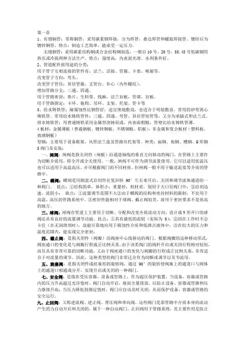 建筑设备安装工程知识点总结