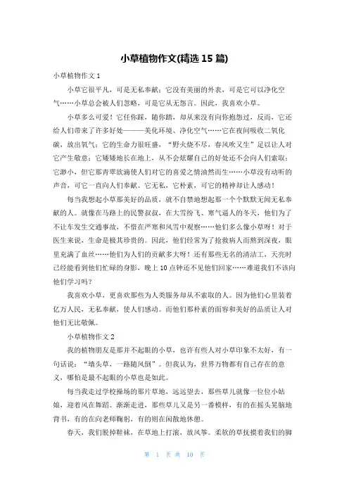 小草植物作文(精选15篇)