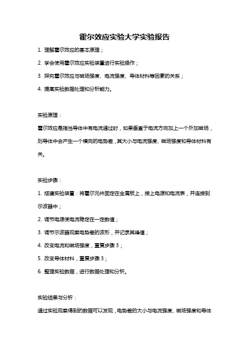 霍尔效应实验大学实验报告