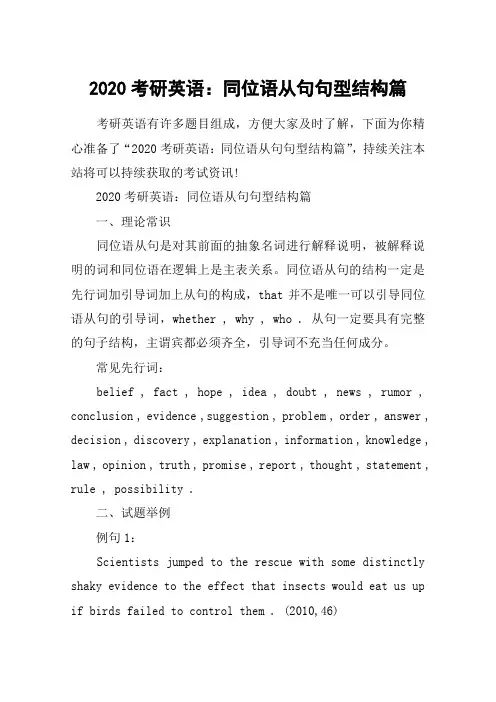 2020考研英语：同位语从句句型结构篇
