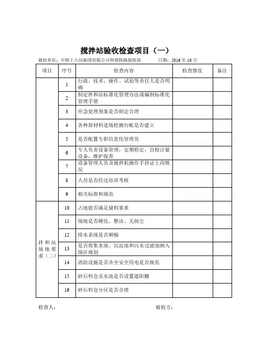 混凝土搅拌站验收检查项目