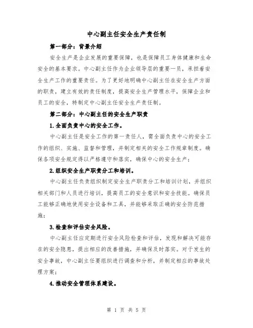 中心副主任安全生产责任制(三篇)