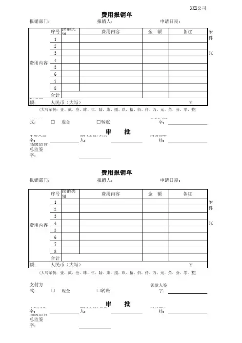 费用报销单(完美版)