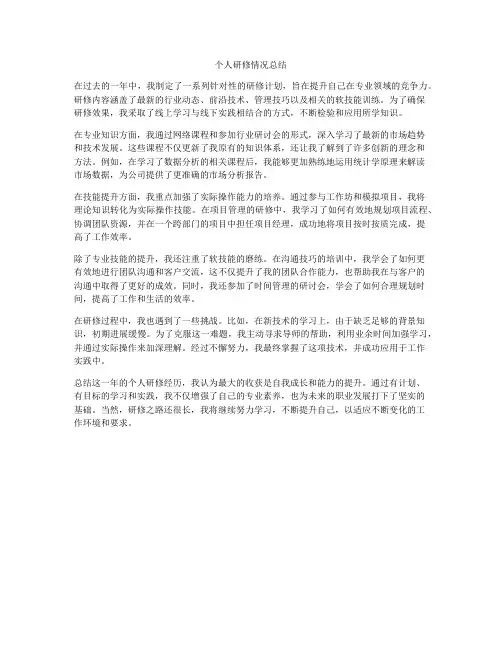 个人研修情况总结