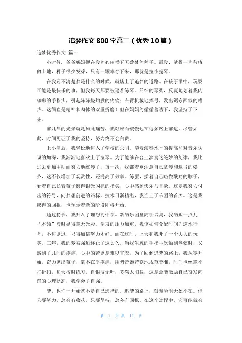 追梦作文800字高二(优秀10篇)