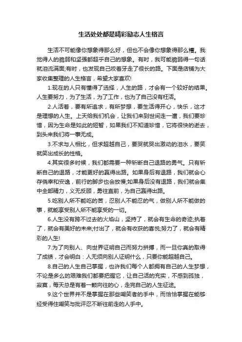 生活处处都是精彩励志人生格言