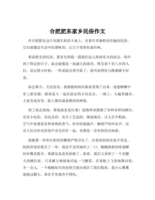 合肥肥东家乡民俗作文