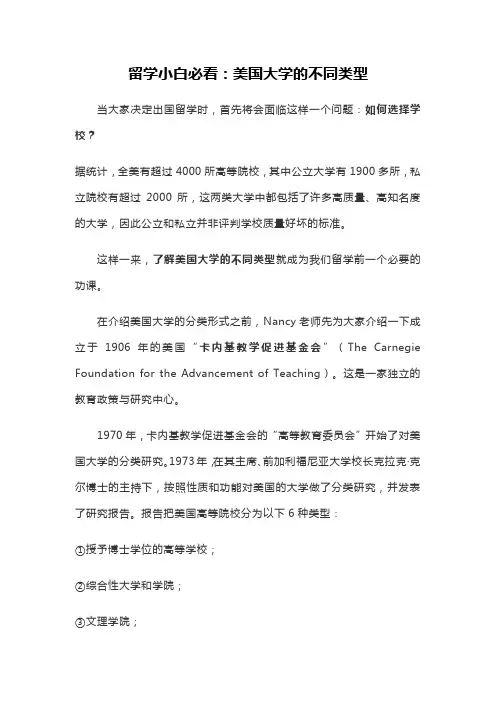 留学小白必看：美国大学的不同类型