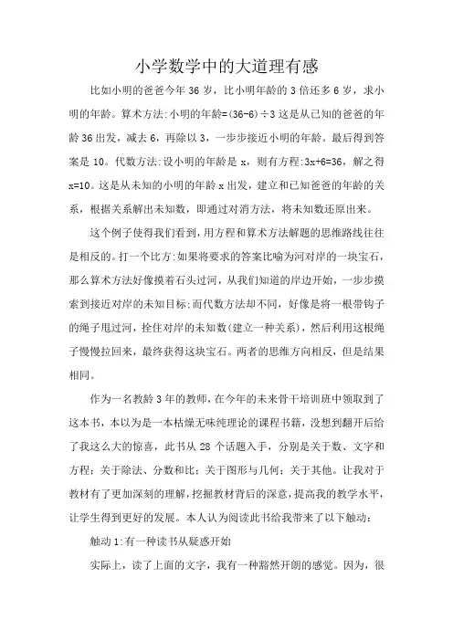 小学数学中的大道理有感