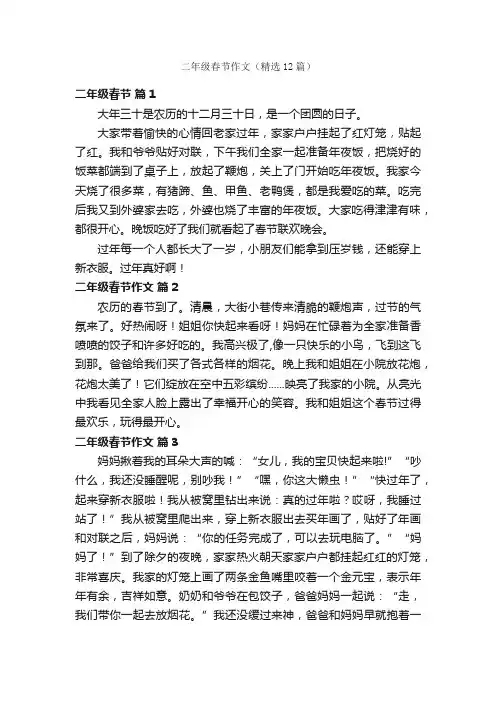 二年级春节作文（精选12篇）