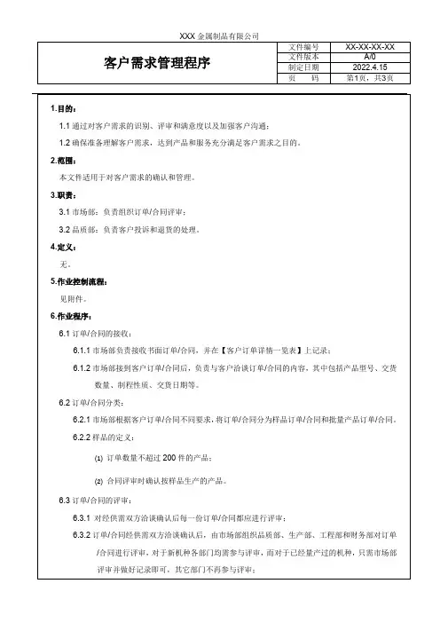 客户需求管理程序