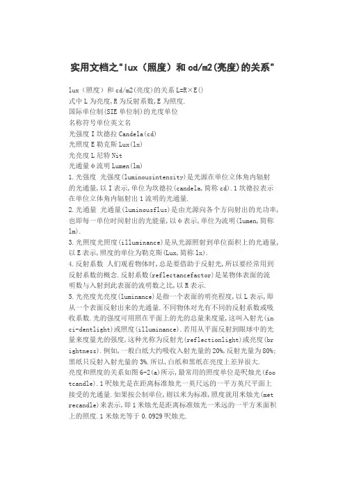 实用文档之照度和亮度的关系