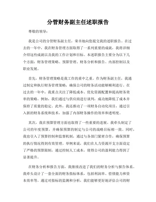 分管财务副主任述职报告