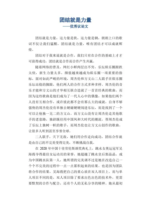 团结就是力量_优秀议论文