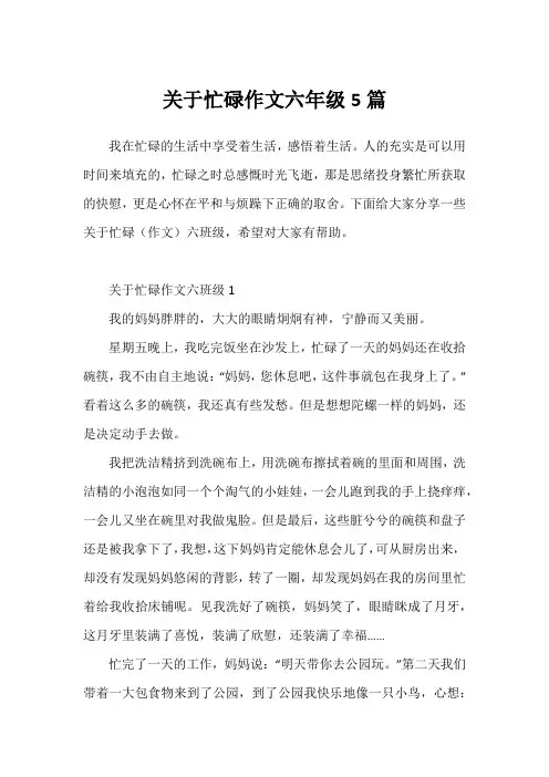 关于忙碌作文六年级5篇